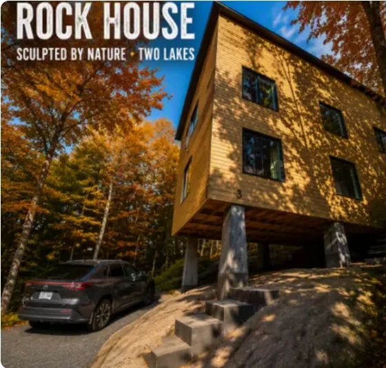 Rock House moderne construite dans la forêt à Grenville-sur-la-Rouge