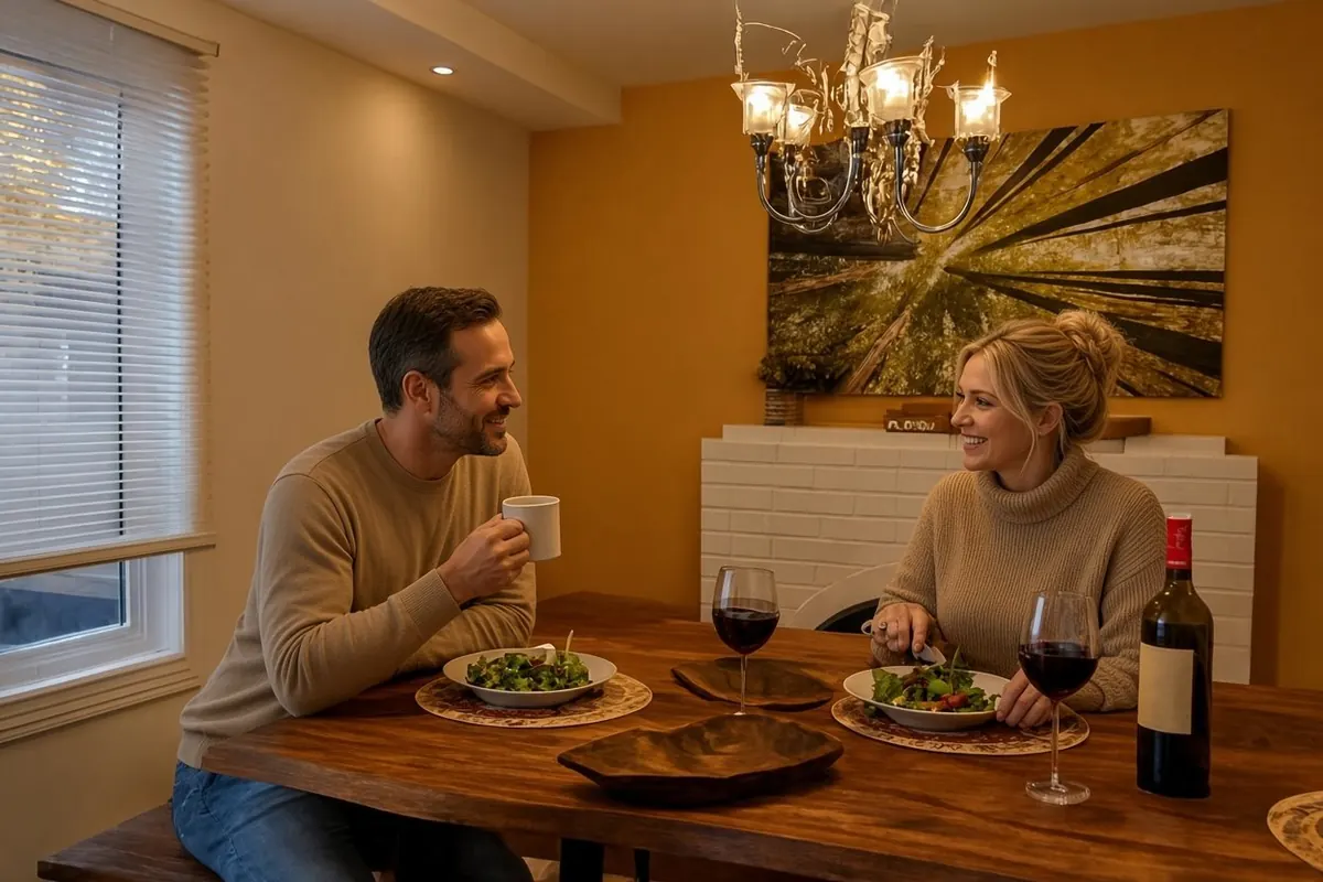Couple à table dans la salle à manger